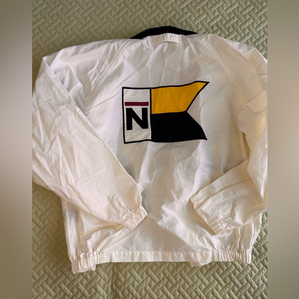 Nautica White Vintage Windbreaker. Size Medium.